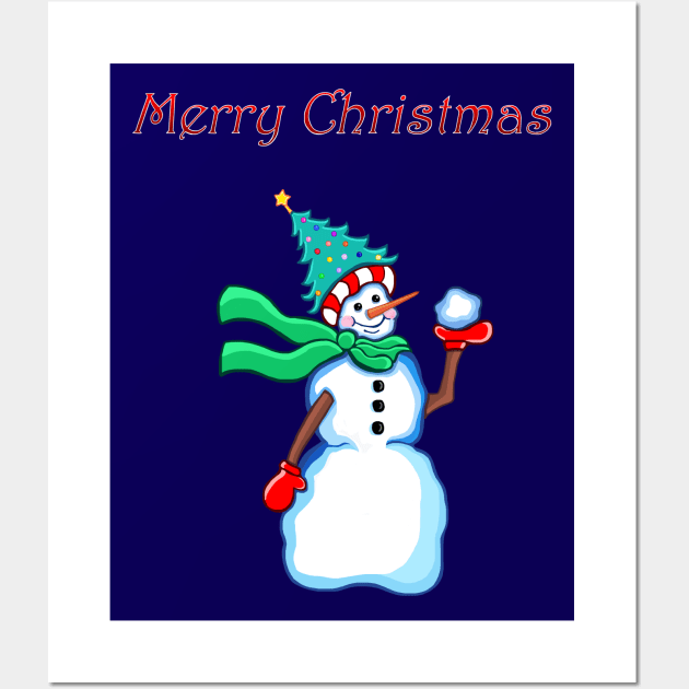 Merry Christmas Snowman Wall Art by Art by Deborah Camp